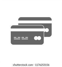 Credit Card Icon in flat style. Multiple credit cards on top eachother
