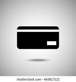 Credit card Icon. Flat style.Grey background. Vector illustration.
