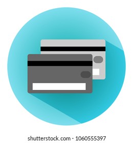 Credit card icon. Flat vector related icon with long shadow for web and mobile applications