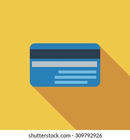Credit card icon. Flat vector related icon with long shadow for web and mobile applications. It can be used as - logo, pictogram, icon, infographic element. Vector Illustration.