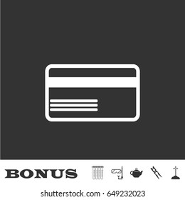 Credit card icon flat. White pictogram on black background. Vector illustration symbol and bonus icons