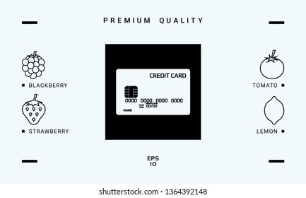 Credit card icon. Graphic elements for your design