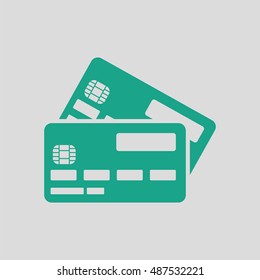 Credit card icon. Gray background with green. Vector illustration.