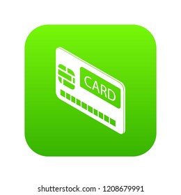 Credit card icon green vector isolated on white background