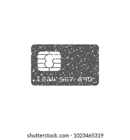 Credit card icon in grunge texture. Vintage style vector illustration.
