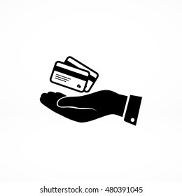 credit card icon in hand, vector best flat icon, EPS