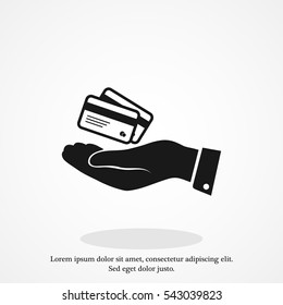 credit card icon in hand, vector best flat icon, EPS
