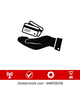 credit card icon in hand, vector best flat icon, EPS