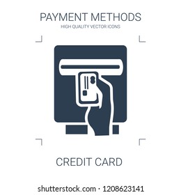 credit card icon. high quality filled credit card icon on white background. from payment methods collection flat trendy vector credit card symbol. use for web and mobile
