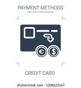 credit card icon. high quality filled credit card icon on white background. from payment methods collection flat trendy vector credit card symbol. use for web and mobile