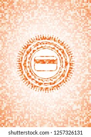 credit card icon inside abstract orange mosaic emblem with background