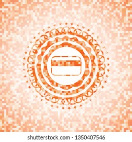 credit card icon inside abstract orange mosaic emblem with background