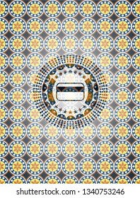 credit card icon inside arabesque badge. arabic decoration.