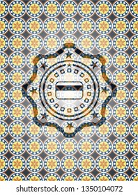 credit card icon inside arabesque style emblem. arabic decoration.