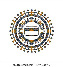 credit card icon inside arabesque badge. arabic decoration.
