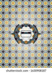 credit card icon inside arabesque style badge. arabic decoration.