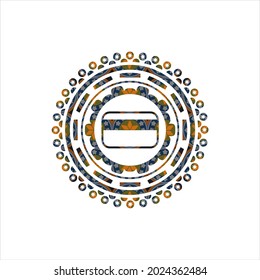 credit card icon inside arabesque badge. arabic decoration. 