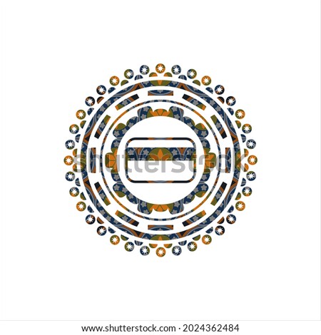 credit card icon inside arabesque badge. arabic decoration. 