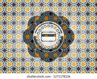 credit card icon inside arabic style badge. Arabesque decoration.