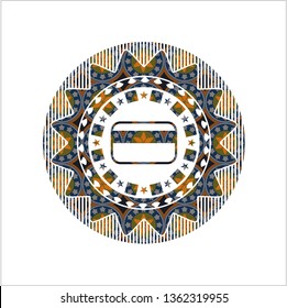 credit card icon inside arabic style emblem. Arabesque decoration.