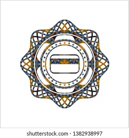 credit card icon inside arabic badge background. Arabesque decoration.