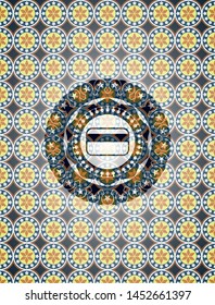 credit card icon inside arabic emblem. Arabesque decoration.