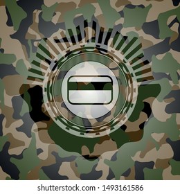 credit card icon inside camouflage texture