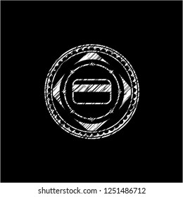 credit card icon inside chalk emblem