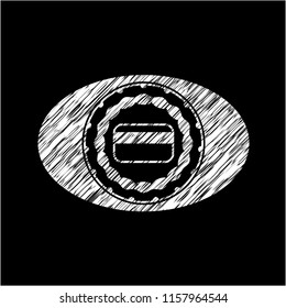 credit card icon inside chalkboard emblem