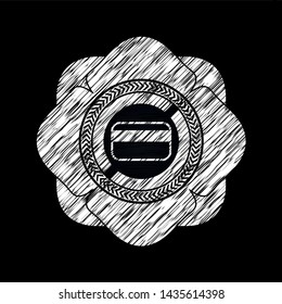 credit card icon inside chalkboard emblem written on a blackboard