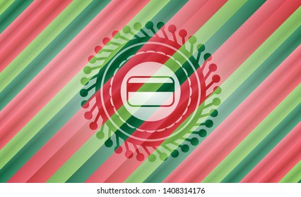 credit card icon inside christmas style badge..