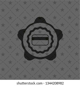 credit card icon inside dark emblem. Retro