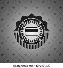 credit card icon inside dark badge or emblem