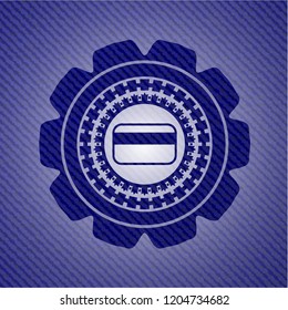 credit card icon inside emblem with jean texture
