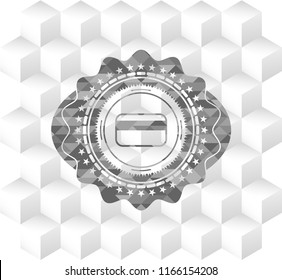 credit card icon inside grey emblem with cube white background
