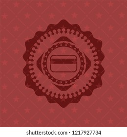 credit card icon inside realistic red emblem