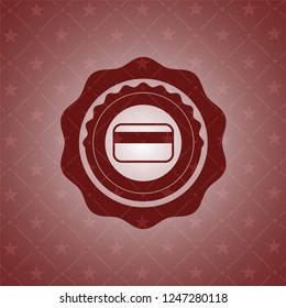 credit card icon inside realistic red emblem