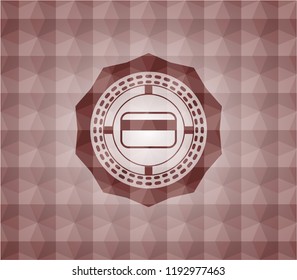 credit card icon inside red badge with geometric background. Seamless.