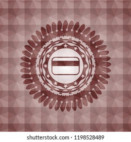 credit card icon inside red badge with geometric pattern. Seamless.