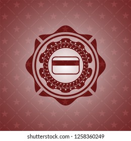 credit card icon inside red emblem. Retro