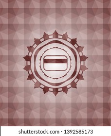 credit card icon inside red seamless badge with geometric pattern.
