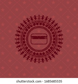 credit card icon inside red emblem. Retro