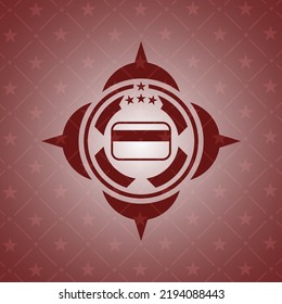 credit card icon inside red emblem. 
