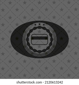 credit card icon inside retro style black emblem. 