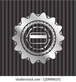 credit card icon inside silver badge or emblem
