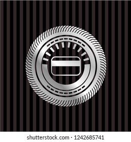 credit card icon inside silver emblem