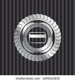credit card icon inside silver shiny emblem