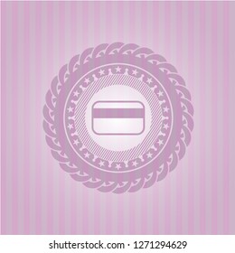 credit card icon inside vintage pink emblem