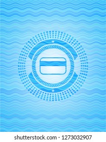 credit card icon inside water representation emblem background.