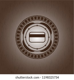 credit card icon inside wood emblem. Retro